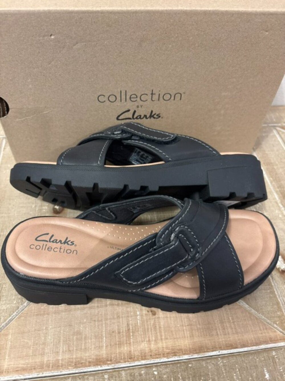 Clarks Collection Leather Slide Sandals - Coast Cross Size: 8.5 - Picture 4 of 5
